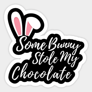 Easter Bunny Ears Chocolate Lover's Design. Cute Bunny Rabbit Pun Design. Sticker